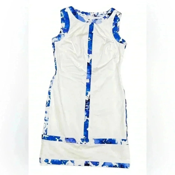 Lauren Ralph Lauren Dresses & Skirts - LAUREN Ralph Lauren White Blue Trim Cotton Blend
Lined Stretch Shift dress Sz 8